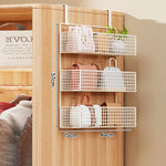 Over-the-Door Storage Organizer Metal Mesh Four-Tier Tool-Free Hanging