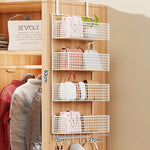 Over-the-Door Storage Organizer Metal Mesh Four-Tier Tool-Free Hanging