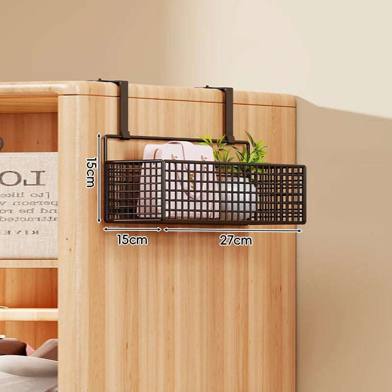Over-the-Door Storage Organizer Metal Mesh Four-Tier Tool-Free Hanging