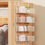 Over-the-Door Storage Organizer Metal Mesh Four-Tier Tool-Free Hanging