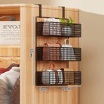 Over-the-Door Storage Organizer Metal Mesh Four-Tier Tool-Free Hanging