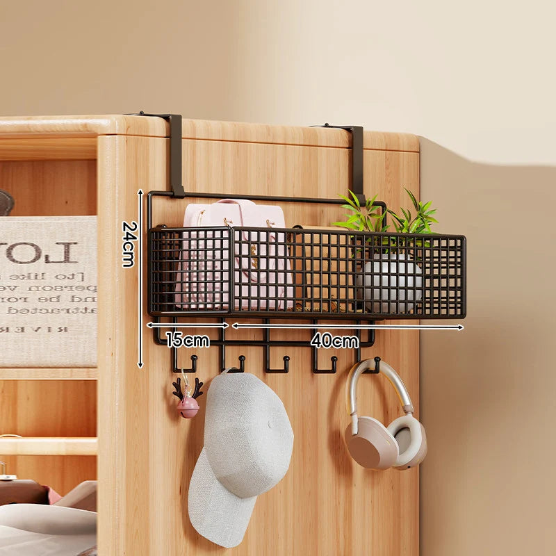 Over-the-Door Storage Organizer Metal Mesh Four-Tier Tool-Free Hanging