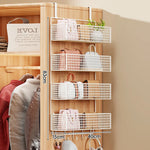 Over-the-Door Storage Organizer Metal Mesh Four-Tier Tool-Free Hanging