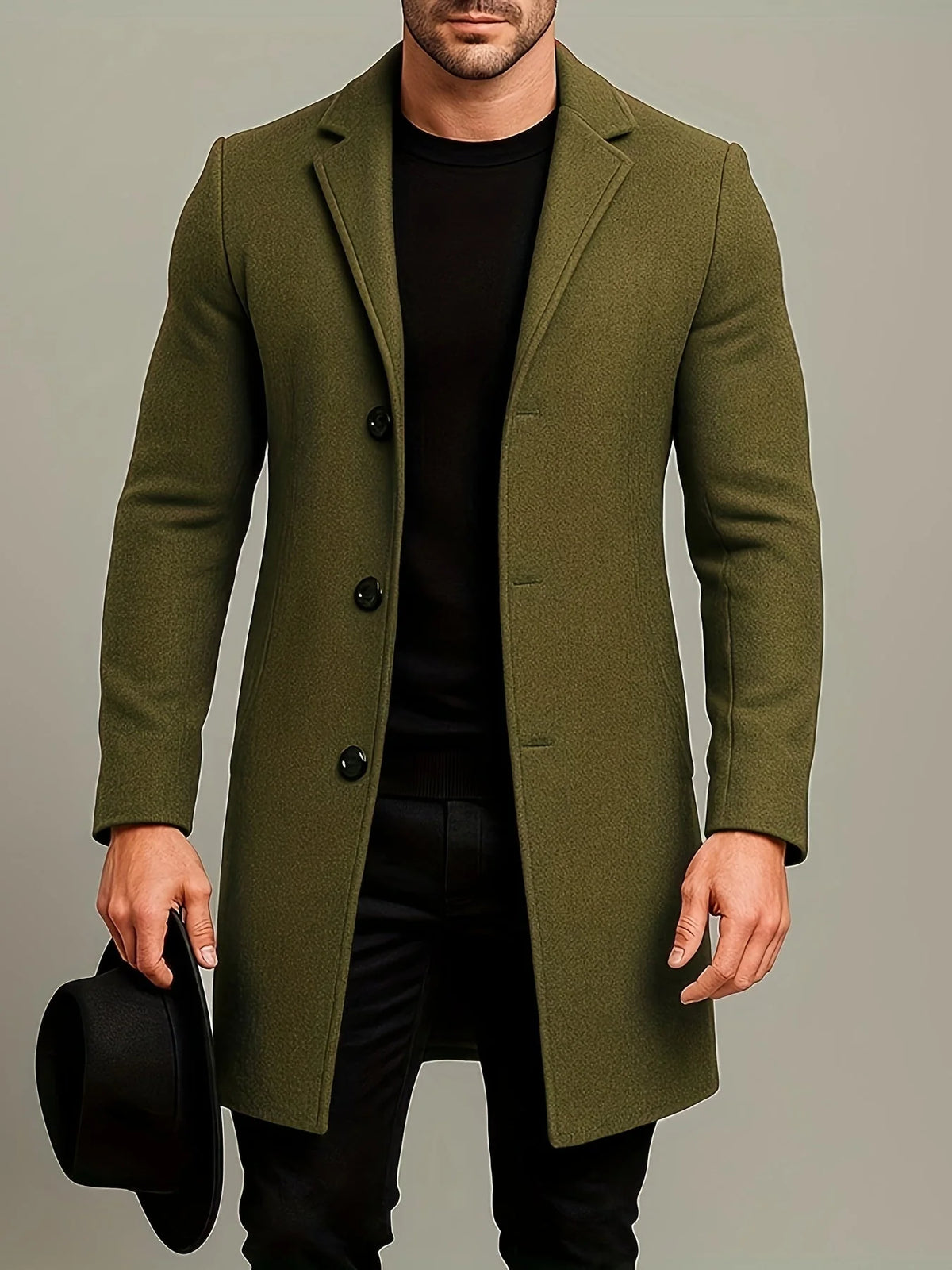 Overcoat Mid-Length Fully Lined Button Front