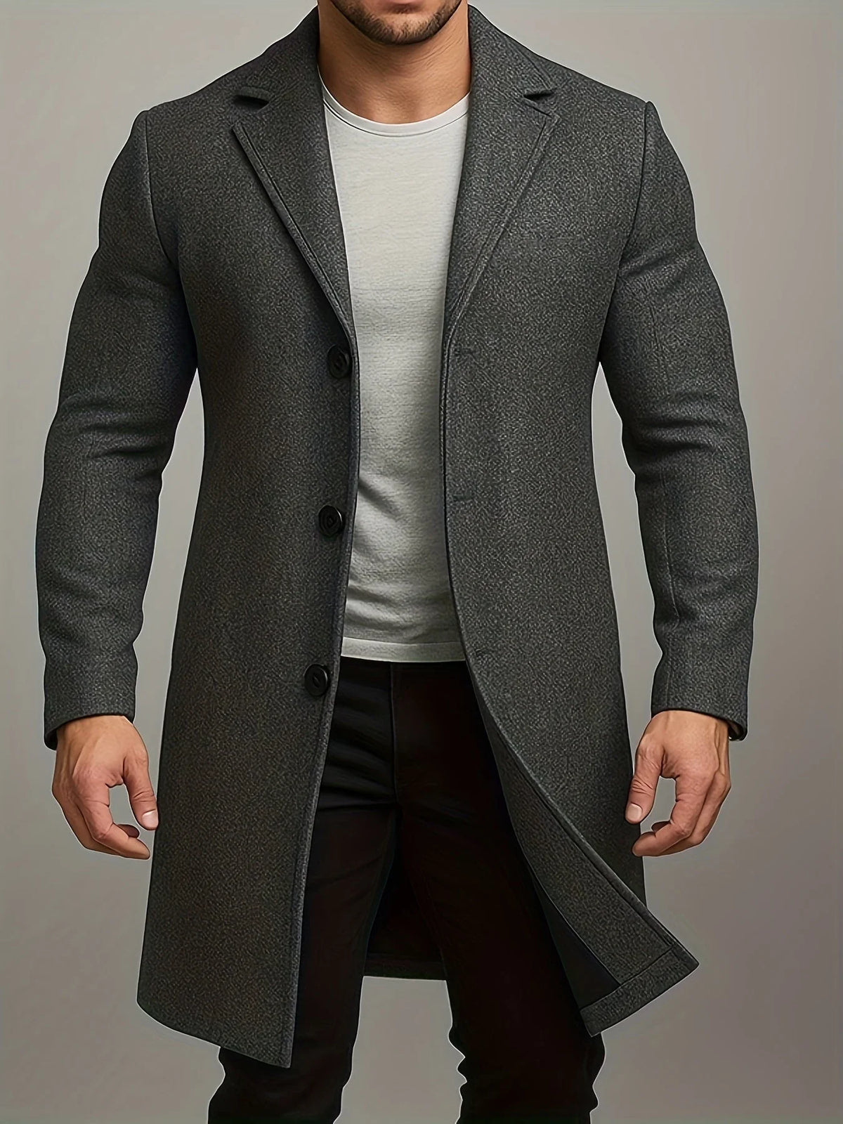 Overcoat Mid-Length Fully Lined Button Front