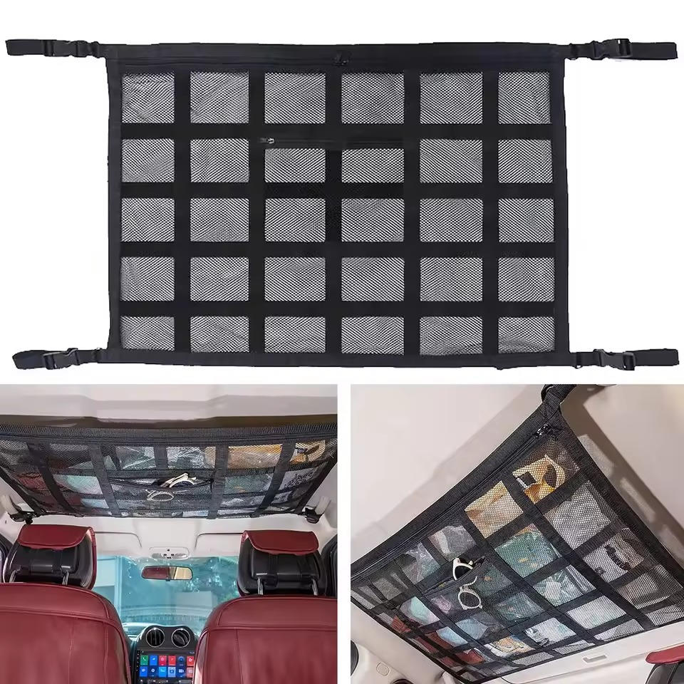 Overhead Cargo Net Double-Layer Mesh Zipper Closure