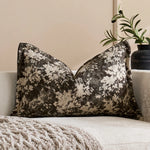 Oversized Throw Pillow Cover Jacquard Floral Velvet Hidden Zipper