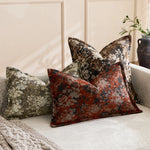 Oversized Throw Pillow Cover Jacquard Floral Velvet Hidden Zipper