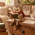 Owl Figurine Reading Design with Glasses & Open Book