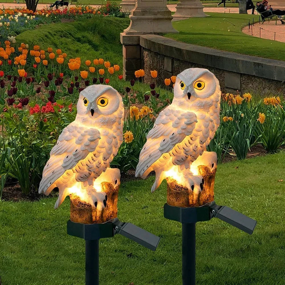 Owl Garden Light Solar Powered IP65 Weather-Resistant Warm White LED
