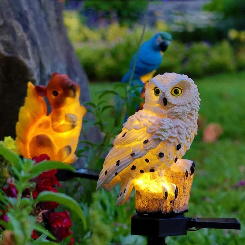 Owl Garden Light Solar Powered IP65 Weather-Resistant Warm White LED