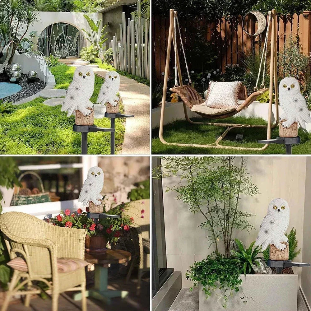 Owl Garden Light Solar Powered IP65 Weather-Resistant Warm White LED