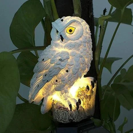 Owl Garden Light Solar Powered IP65 Weather-Resistant Warm White LED