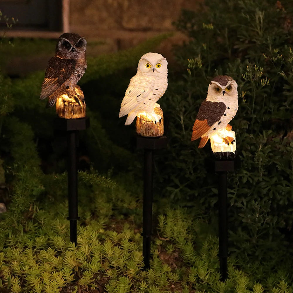Owl Garden Stake Light Solar-Powered Dusk-to-Dawn LED
