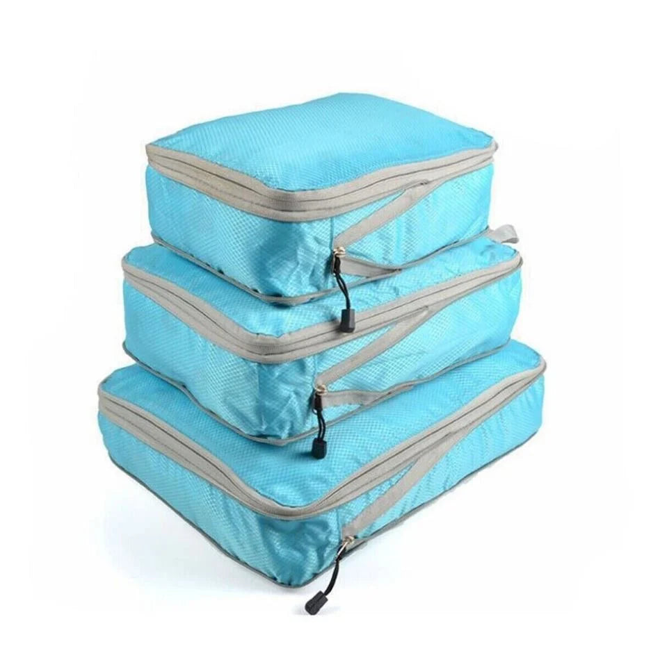 Packing Cube Set Of Three Zippered Compression Waterproof Fabric