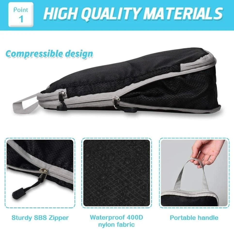 Packing Cube Set Of Three Zippered Compression Waterproof Fabric