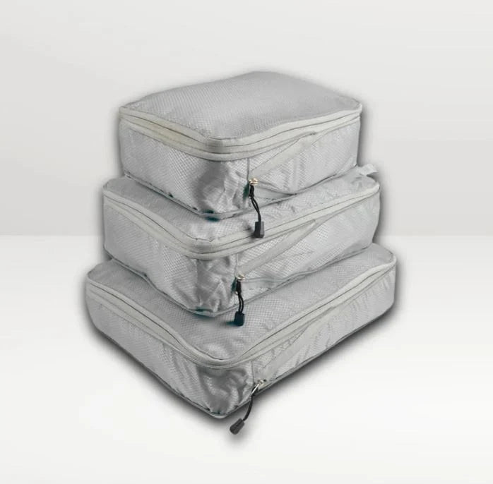 Packing Cube Set Of Three Zippered Compression Waterproof Fabric