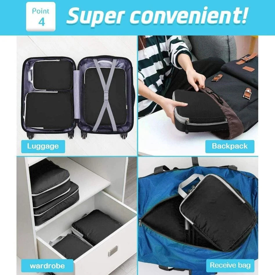 Packing Cube Set Of Three Zippered Compression Waterproof Fabric
