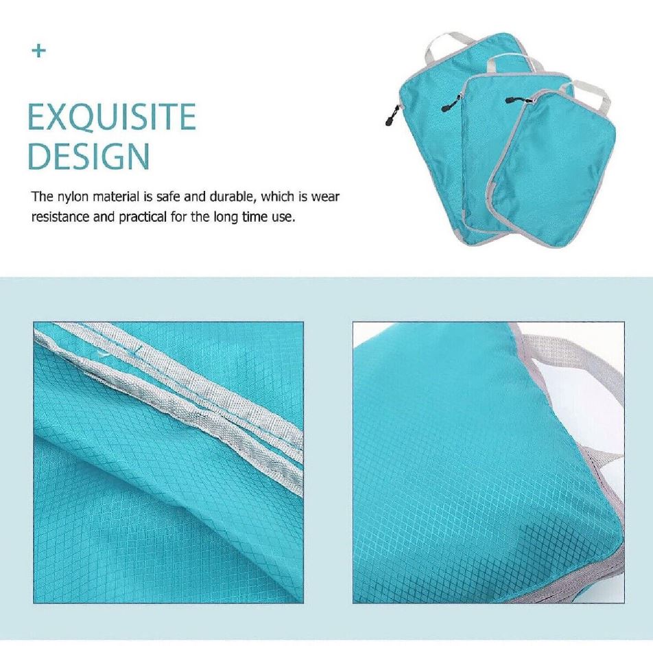 Packing Cube Set Of Three Zippered Compression Waterproof Fabric