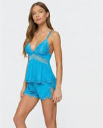 Pajama Set Lace Trim Adjustable Straps Soft Stretch Fabric
