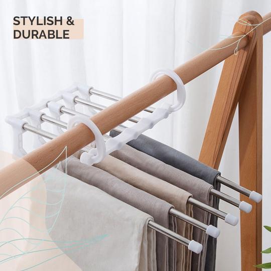 Pants Hanger Rack 5-Tier Space-Saving Adjustable Sliding Rods