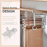 Pants Hanger Rack 5-Tier Space-Saving Adjustable Sliding Rods