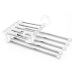 Pants Hanger Stainless Steel Foldable Space-Saving Holds 5 Pairs