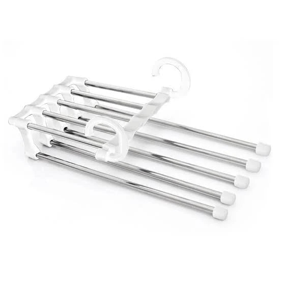 Pants Hanger Stainless Steel Foldable Space-Saving Holds 5 Pairs