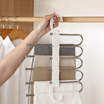 Pants Hanger Stainless Steel Foldable Space-Saving Holds 5 Pairs