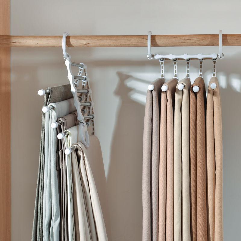 Pants Hanger Stainless Steel Foldable Space-Saving Holds 5 Pairs