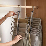 Pants Hanger Stainless Steel Multi-Bar Rotating Hooks Space-Saving