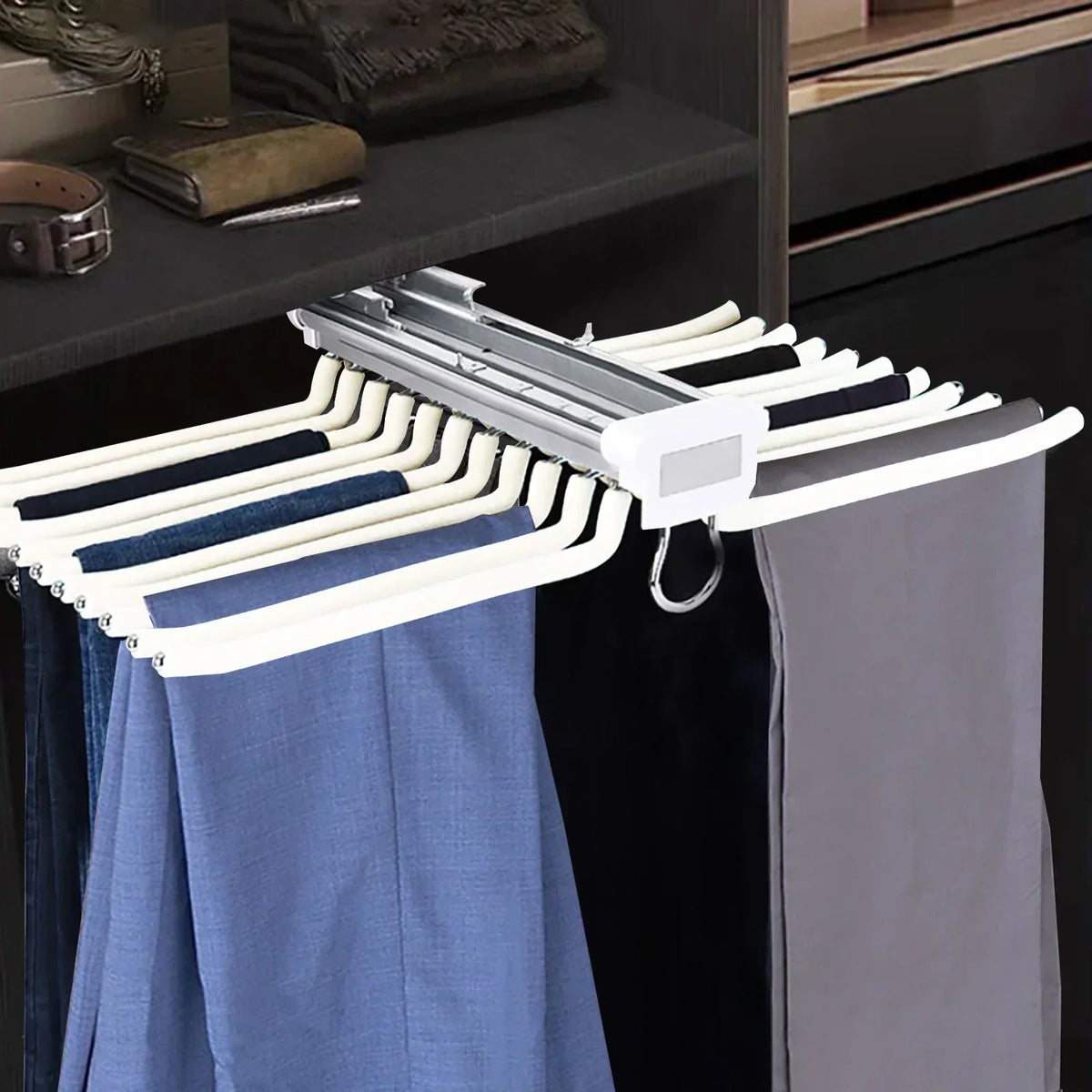 Pants Organizer Slide-Out Rails Holds 22 Pairs
