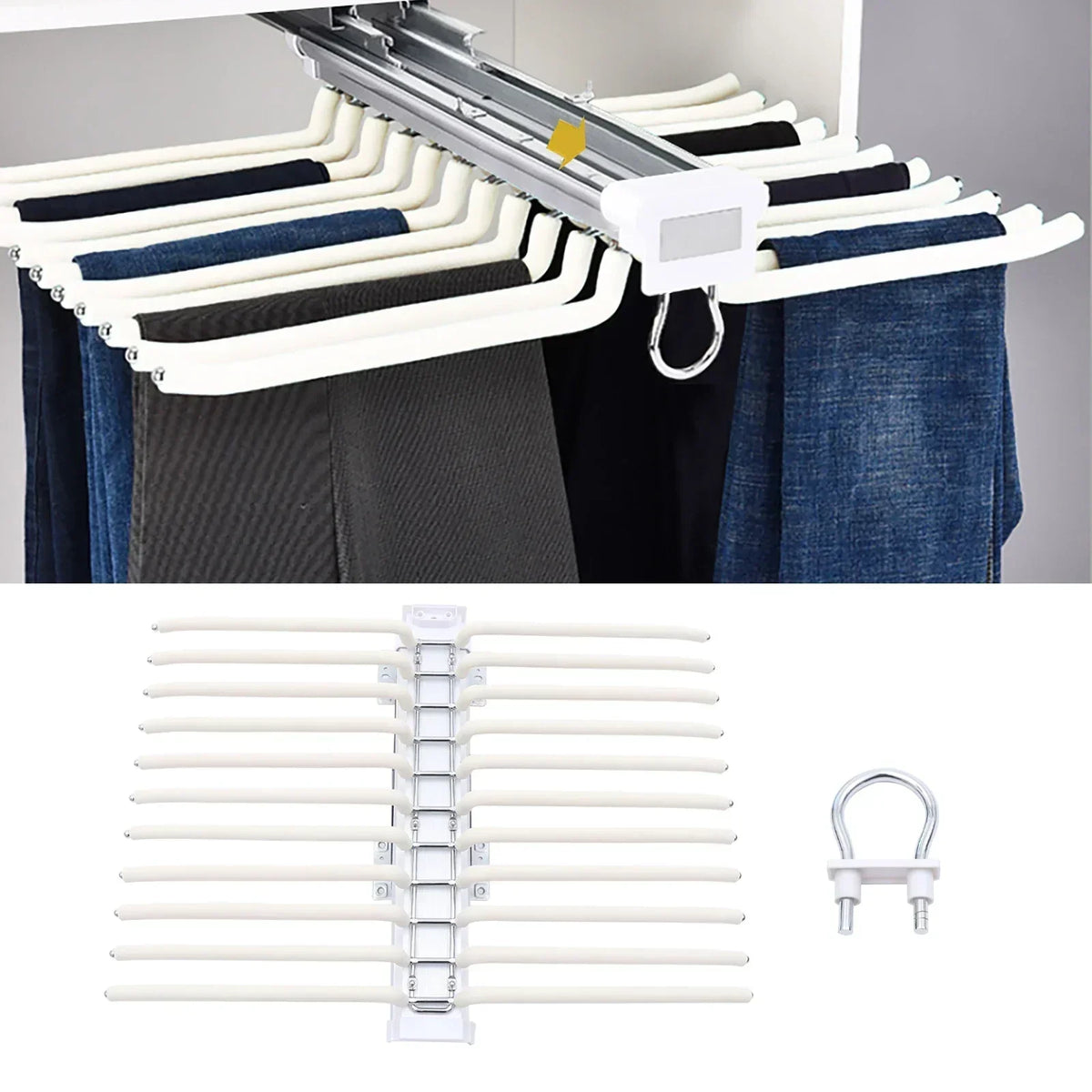 Pants Organizer Slide-Out Rails Holds 22 Pairs