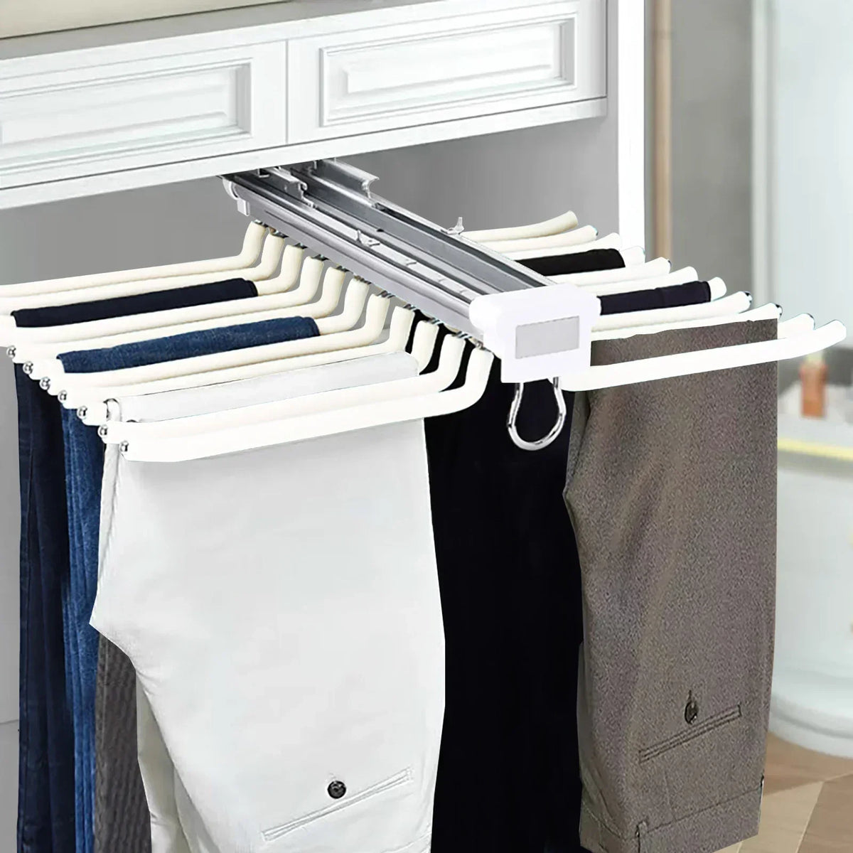 Pants Organizer Slide-Out Rails Holds 22 Pairs
