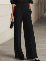Pants Set Three-Piece Sheer Chiffon Blouse Wide-Leg Pants