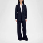 Pantsuit Wool Blend Pinstripe Wide-Leg Trousers