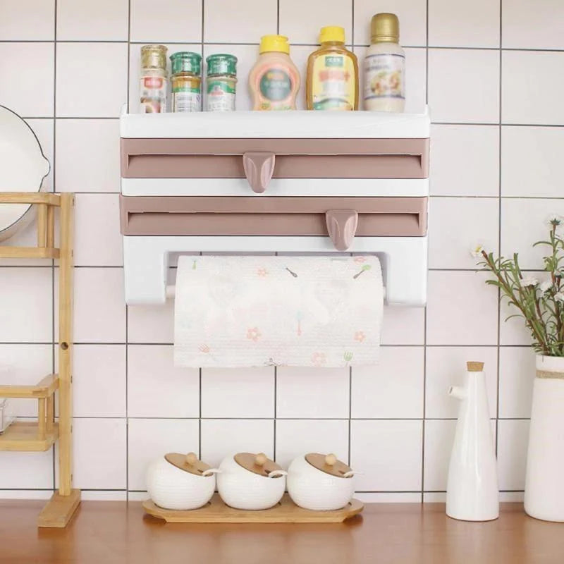 Paper Towel Holder & Wrap Dispenser Wall-Mounted With Cutters