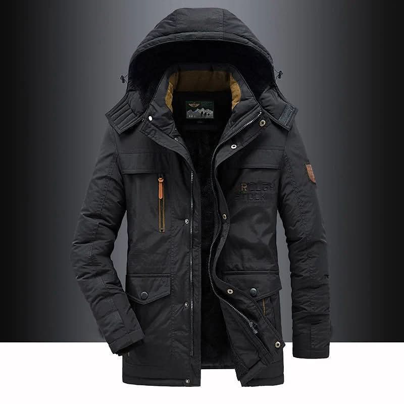 Parka Jacket Windproof Fleece Lined Removable Hood