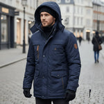 Parka Jacket Windproof Fleece Lined Removable Hood