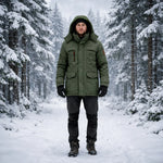 Parka Jacket Windproof Fleece Lined Removable Hood