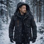Parka Jacket Windproof Fleece Lined Removable Hood