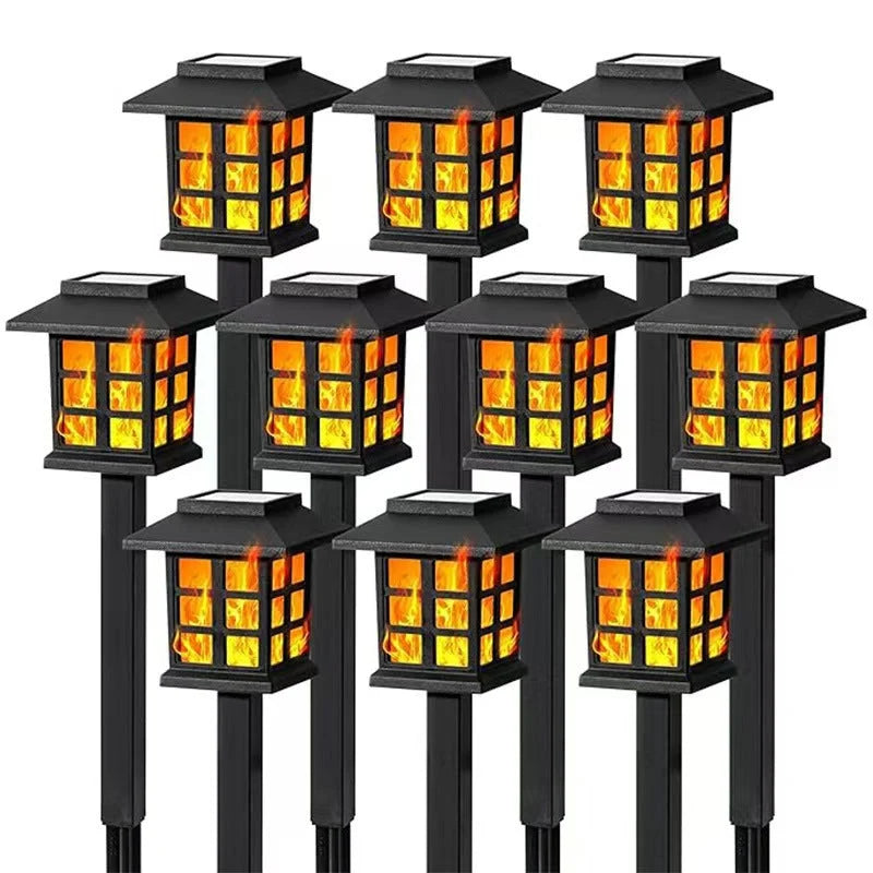 Pathway Stake Lights Solar Flame-Effect Weatherproof