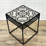Patio Side Table Ceramic Mosaic Tile Top Steel Frame UV-Resistant Finish