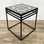 Patio Side Table Ceramic Mosaic Tile Top Steel Frame UV-Resistant Finish