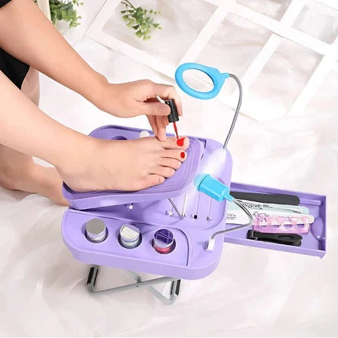 Pedicure Foot Rest Adjustable LED Magnifier & Drying Fan