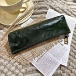 Pencil Case Genuine Leather Zipper Closure Compact Design
