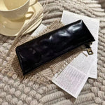 Pencil Case Genuine Leather Zipper Closure Compact Design