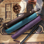 Pencil Case Genuine Leather Zipper Closure Compact Lightweight