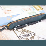 Pencil Case Genuine Leather Zipper Closure Compact Lightweight