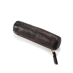 Pencil Case Genuine Leather Zipper Closure Portable Storage